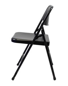 Profile view of black prima folding chair