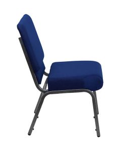Stacking Church Worship Chair - Silver Vein Frame Blue Fabric