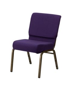 Stacking Church Worship Chair - Gold Vein Frame Purple Fabric