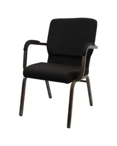 Worship Stacking Church Chair With Arms - Gold Vein Frame Black Fabric