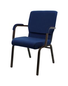 Worship Stacking Church Chair With Arms - Gold Vein Frame Blue Fabric