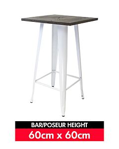 Tolix Bar Table - Gloss White with Dark Oak Top