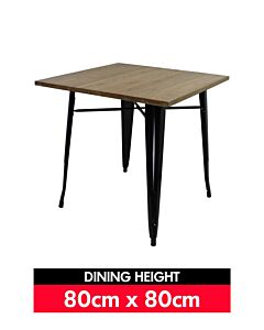 Tolix Dining Table - Gloss Black with Light Oak Top