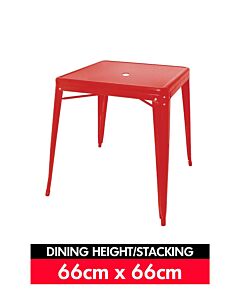 Tolix Square Stacking Dining Table - Gloss Red