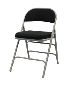 Profile view of black comfort deluxe extra folding steel chair