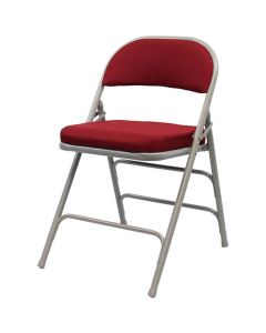 Profile view of red comfort deluxe extra folding steel chair