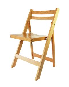 Profile view of natural Helios wooden folding chair