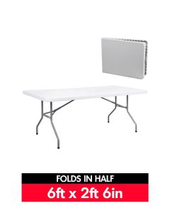 6ft x 2ft 6in Rectangle Fold Up Plastic Folding Table (183cm x 76cm)