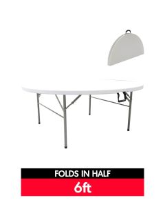6ft Round Centre Fold Plastic Folding Table (183cm)