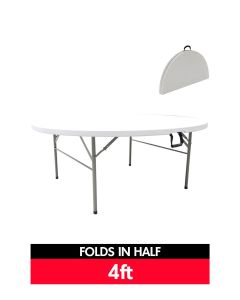 4ft Round Centre Fold Plastic Folding Table (122cm)