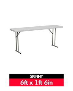6ft x 1ft 6in Rectangle Skinny Plastic Folding Table (183cm x 46cm)