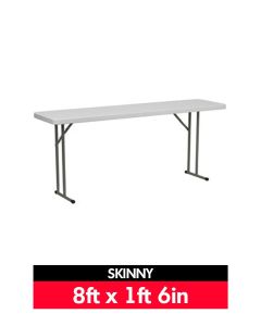 8ft x 1ft 6in Rectangle Skinny Plastic Folding Table (244cm x 46cm)
