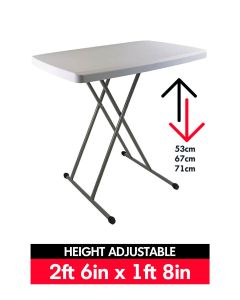 2ft 6in x 1ft 8in Rectangle Plastic Folding Table (76cm x 50cm)
