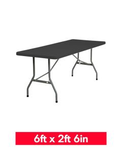 6ft x 2ft 6in Plastic Folding Table Rectangle Black (183cm x 76cm)