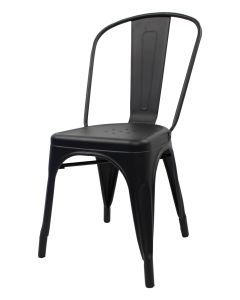 Profile view of matte black Tolix chair 