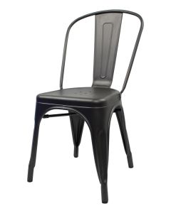 Profile view of gun metal grey Tolix chair
