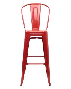 Red Tolix bar stool tall back profile