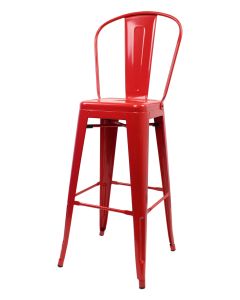 Red Tolix bar stool tall back profile