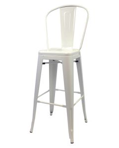 White Tolix bar stool tall back profile