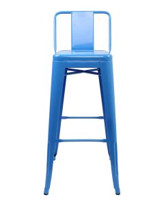 Blue Tolix bar stool with low back profile