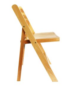 Profile view of natural Helios wooden folding chair