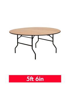5ft 6in Round Wooden Trestle Table (168cm)