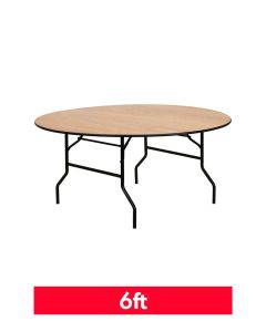 6ft Round Wooden Trestle Table (183cm)