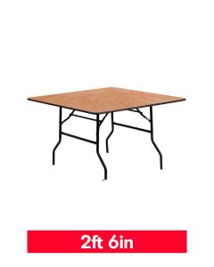 2ft 6in Square Wooden Trestle Table (76cm)