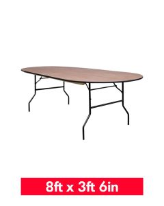 8ft x 3ft 6in Oval Wooden Trestle Table - (244cm x 107m)